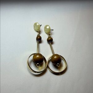 Elegant Brown and Gold Dangle Earrings